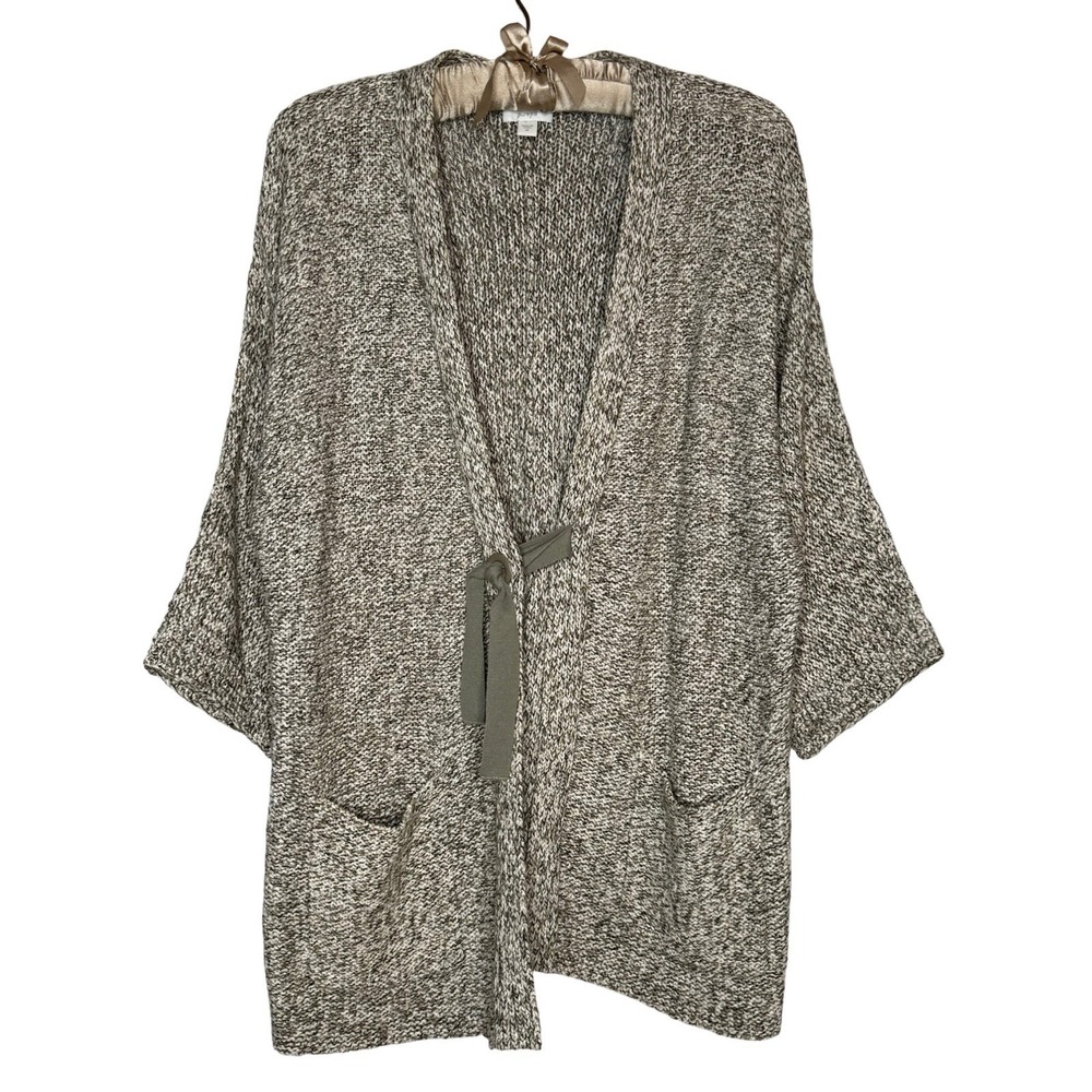J. Jill Cardigan XS Neutral Thick Cotton Knit Minimalist Cozy Relaxed Sweater
